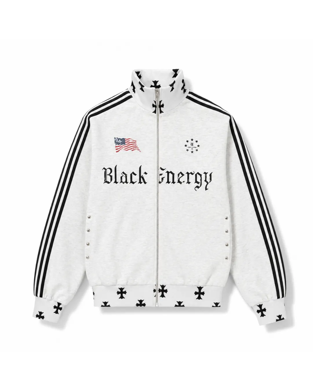 Black Energy Retro Track Jacket – เสื้อแจ็กเก็ตซิปคอสูงกราฟิกสตรีท