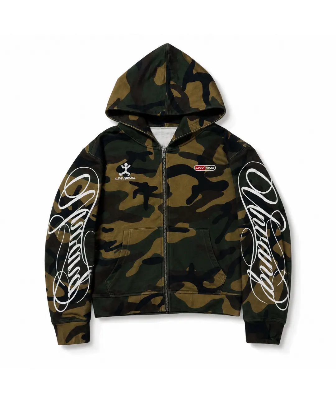 West Coast Camo Graphic Zip Hoodie – เสื้อฮู้ดซิปลายพรางแขนกราฟิก